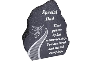 ONLINESTREET Black And White Stairway To Heaven Special Dad Tribute Detail Rock Memorial Grave Plaque