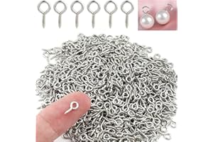 KEWAYO 400 pezzi piccoli ganci per viti, Mini Perni Filettati Occhielli a Vite Acciaio Inossidabile Occhi a vite piccoli Viti Filettati per La Resina, Gioielli, Perlina e Plastica (Argento)