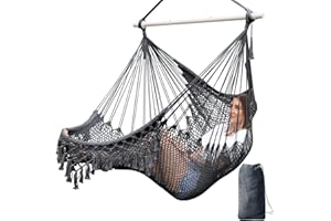 Chihee Sièges Suspendus Chaise Hamac Chaise Suspendue Très Grand Chaise en Coton tissé Doux,Barre d'écartement en métal Solide et Pliable Chaise balançoire en Dentelle à siège Large et Extensible