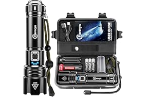 Flarevyn Linternas LED Alta Potencia Linterna - 1000000 LúMenes Recargable,BateríA de 5000 Mah, IP67 Impermeable 5 Modos PortáTil Linternas Potente,para Camping/Senderismo/al Aire Libre/Emergencias