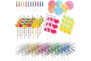 Mooshy 120 Stück Cocktail Deko Schirmchen für Cocktail Party Dekoratione, mit Cocktailschirmchen Hölzern, Cocktail Picks Party Trinken Dekorationen und Hochzeitsfeier Bar Getränke Kuchen Deko