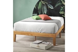 ZINUS Moiz 35 cm Wood Platform Bed Frame | Solid Wood Foundation | Wood Slat Support | Easy Assembly | King | Natural