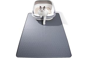 ondware Silicone Cat Litter Mat, 71x51cm Waterproof Litter Box Mat Cats Feeding Mats with Raised Edges, Quick Clean Design (Grey)