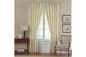 Elrene Home Fashions Versailles Faux-Silk Room-Darkening Curtain Panel, Blackout Curtain with Rod Pocket, 52 Inches by 84 Inches, Ivory, 1 Panel