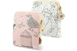 Amabro Damenbinden Aufbewahrungstasche, 2 Stück süße Damenbinden Aufbewahrungstasche Tampon Slipeinlagen Menstruationstasche Gänseblümchen Reißverschluss Geldbörse für Frauen Teenager