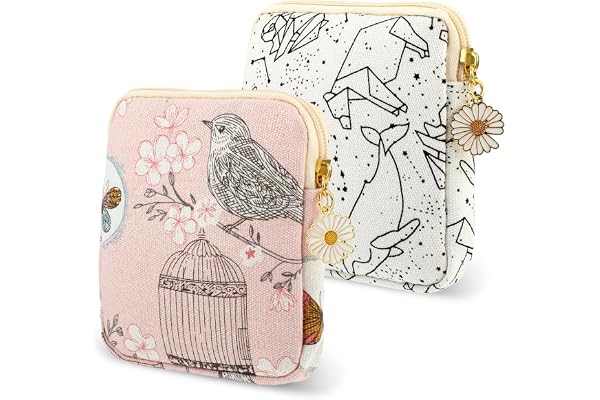 Amabro 2 Pièces Sac Rangement Serviettes Hygiéniques Portable, Protège Slips Menstruels, Sac À Main À Fermeture Éclair Pour Les Serviettes Hygiéniques, Le Stockage Des Tissus