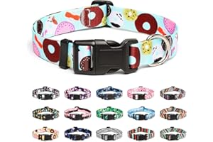Mercano Adjustable Dog Collar - Special Design Patterns, Soft Nylon Comfortable Durable Pet Collar for Small Medium Large Dogs (XS, Blue Cookie)