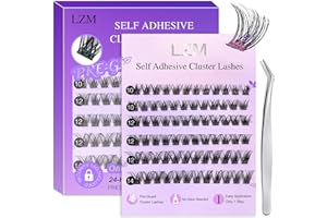 LZM Zestaw samoprzylepnych rzęs – Press On Lashes Extension Kit z pęsetą, naturalnie sztuczne rzęsy, bez klejenia, przedłużenie rzęs "zrób to sam" dla początkujących (10-14 mm, mieszane, TY14)