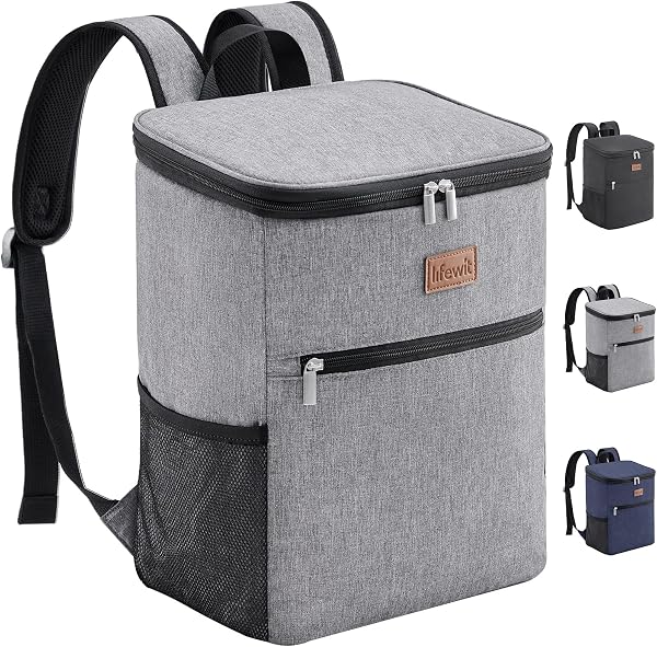 Lifewit Mochila Nevera 24L (30 Latas), Mochilas Neveras Portatil Isotermica, Bolsa Termica Porta Alimentos Impermeable, Cooler Bag para Playa, Picnic, Camping, Viaje, Trabajo, Gris - 1