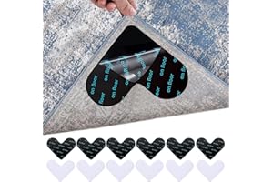 DGUSO Tappetino Antiscivolo Ferma Tappeto Antiscivolo 12 Pezzi A Forma Di Cuore 95 X 75 Mm Adesivo Antiscivolo Per Tappeto Bianco E Nero Adesivo Lavabile Senza Cuciture Per Tappeto In Pu