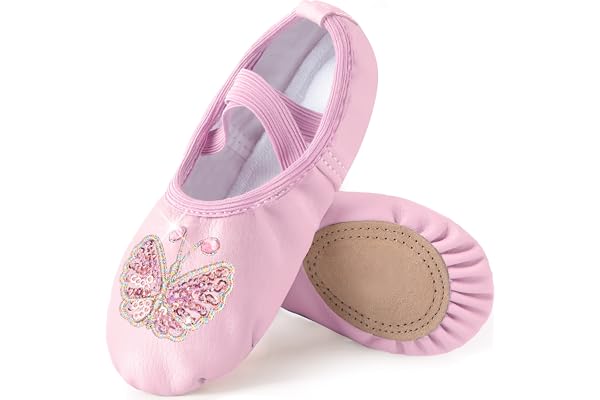 Mulnall Filles Ballet Chaussures Classique Cuir Yoga Ballerine Chaussure de Danse Pilates Pantoufles Danse Pratique Gymnastique Chaussons Split Plate pour Filles Enfants Femmes