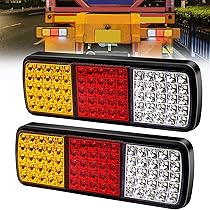 2 Fanali Posteriori LED Per Camion E Rimorchi - 12V, 19 LED, Rosso/Ambra/Bianco, Con Luci Freni E Retromarcia - Foto 3