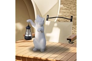 ‎MIKILOV mikilov Katze Harz Statue mit Solar Laterne (Hand)- Outdoor Laternen&Indoor Statue Dekorationen für Garten,Hof,Veranda,Haus,Balkon