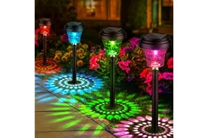 FOMYHEARD 8 Piezas Luces Solares LED Exterior Jardin, Luz Solar Exterior Jardin con Luz Cálida y 7 Colores RGB, Iluminación Luces Exterior Jardin Impermeable IP65 para Caminos, Decoración de Jardines