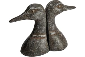 Creative Co-Op Decorative Distressed Cast Metal Duck Head Bookends, Black, Set of 2