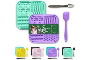 STANLEY GIBBS 2 Tapis de Leche pour Chien, Chat antidérapant avec ventouses + 1 spatule + 1 Brosse. 100% Silicone, sans BPA. Tapis XL pour faciliter Le Bain, Le toilettage, Le Dressage, réduit l'anxiété, l'ennuie