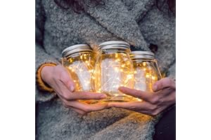 Gadgy ® Solarny zestaw szklanych lamp| (3 sztuki) | 20 ciepłych białych diod LED | Solarna lampa szklana Outdoor Garden Lantern