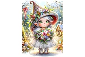 GDYEEH 5D Elfe Fée Peinture Diamant Painting Kit, DIY Fleurs Art du Diamant Complet Kits, Pays des Rêves Diamond Art Strass Point de Croix Painting pour Adultes Débutants Maison Décor 30X40cm