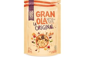 LA NEWYORKINA Granola Original con Miel de Asturias, Aceite de Oliva Virgen Extra y Frutos Secos. Snack Delicioso y Crujiente para Desayuno y Merienda. Granola Artesanal en Envase de 1,5 Kg
