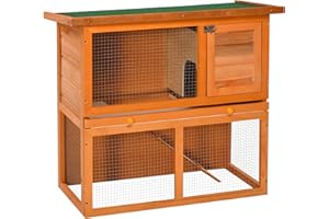 PawHut Gabbia per Conigli Conigliera da Esterno in Legno di Abete 90 x 45 x 80cm