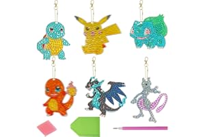 GOACRS Diamond Painting Kinder Schlüsselanhänger Anhänger, 6pcs Doppelseitig 5D Diamant Painting Schlüsselbunda Set, Kleine Diamantmalerei Bilder, Cartoon DIY Mosaik Basteln Kit für Jungen Mädchen