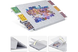 Lavievert Tavola puzzle pieghevole con supporto e copertura progettati 2 in 1, tavolo inclinabile con 6 cassetti, leggero in feltro Plateau salvaspazio 2000 pezzi, grigio