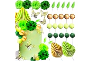 JeVenis decoracion de pastel verde salvia decoracion de pastel verde salvia mariposa hojas de palma de oro bolas rosas decoracion de pastel para boda bridal shower cumpleaños