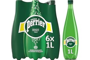 Perrier Agua Mineral Natural con Gas - Paquete de 6 Botellas de Plástico de 1 L - Total: 6 L