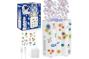 PANACARE Feuerwerksblasenmaschine, Automatische Seifenblasenmaschine mit 240ml Seifenblasenlösung/Licht/Musik, Kinder Geburtstag Geschenk für Weihnachten/Party (559A-White)