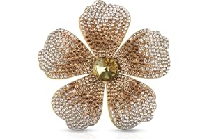 Mecool 2.95" Flower Hair Clip for Weddings Party Created Crystal Brooch Corsage Hair for Women | Flower Hair Jewellery Barrette Hair Decorations for Women Accessories-Gold
