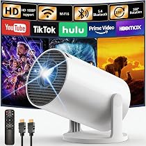 Supporto Regolabile a 180°] Mini Proiettore con WiFi 6 e Bluetooth, Proiettore Cinematografico Portatile HD 1080P, 10000lm, Supporto 4K, Proiettore Domestico per Telefono/TV