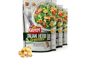 Gefen Italian Herb Caesar Croutons, 148g (Pack of 3) | Dairy Free, Robust Flavour, Perfect for Soups, Salads, Casseroles, and Your Frying Needs, Certified Kosher