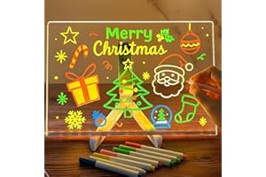 Led Notiztafel mit Farben, 30x20CM LED Maltafel Kinder, Leuchtende Zeichenbrett für Kinder, Acryl Notiztafel LED mit 7 Farben Stift, mit verstellbarem Ständer, transparente Leucht-Schreibtafel