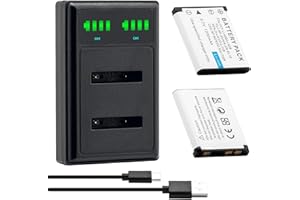 SEYRLMK Batería Li-40B Li-42B con cargador USB LCD para Olympus Li-40B Li-42B Nikon EN-EL10 Fuji NP-45 Pentax D-Li63 Kodak Klic-7006 Casio NP-80 Fuji FinePix J10 J15 J100 J110w Pack de 2