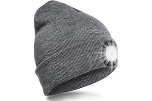 SPGOOD LED Beanie Beleuchtete Mütze mit Licht,Wiederaufladbare USB Winter Warm LED Mütze mit Licht,Lampe Laufmütze für Angeln,Jogger,Camping,Laufen