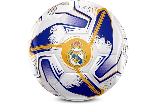 Hy-Pro Ballon de football sous licence officielle Real Madrid CF – Taille 5, motif turbine, marchandise, entraînement, match, collection pour enfants et adultes