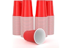 AOLUXLM Gobelet Rouge, 100 Gobelets Reutilisable, Gobelet Americain Red Cups 16oz 473ml Recyclable Tasses pour Les Anniversaires, Fêtes, Mariages