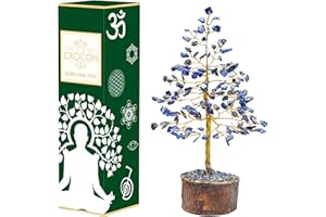 CROCON Lapis Lazuli Crystal Tree of Life - Handmade Gemstone Tree, Chakra Tree of Life, Money Tree, Feng Shui Decor, Spiritual Gift, Healing Crystal Tree, Artificial Tree, Bonsai Tree, Crystal Decoration