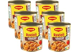 ‎MAGGI MAGGI Ravioli in pikanter Sauce, Teigtaschen mit Fleisch-Füllung, leckeres Fertiggericht für Topf & Mikrowelle, 6er Pack (6 x 800g)