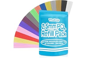 YhuiCxir 300 Stück 3D Stift Filamente für 3Doodler Start+ 15 Farben 2,5 mm PCL Nachfüllpacks Niedrigtemperatur 3D Bleistift Nachfüllungen Nicht Kompatibel mit anderen 3D Druckstiften