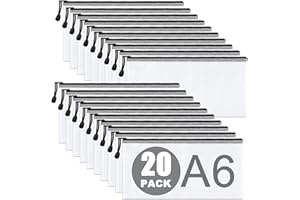 AWDIUM 20 cartelle portadocumenti con chiusura lampo A6, custodia impermeabile Document Case, Mesh Plastic Zip Bag, tasca con cerniera, tasche per file, carta, ricevute, cosmetici, nero