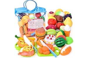 Fegalop Juguetes de alimentos, frutas y verduras, juguetes para cortar alimentos a partir de 2 años, juego de rol de cocina, accesorios de cocina, juego educativo para niños, niños a partir de 3 años