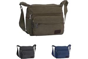 Srvillg Men Shoulder Bag, Army Green Vintage Canvas Messenger Bag, Casual Mens Crossbody Bags with Multiple Pockets and Shoulder Strap for Working Dog Walking Daily Use