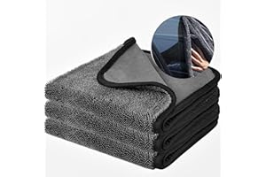 Feelyhee Chiffon Magique Microfibre Voiture - 3 Pièces Chiffon Vitre de Nettoyage Magique Épaissi, Gant de Toilette Microfibre 40 * 30cm, Microfibre Réutilisable Noir pour Verre Voiture Maison Salle