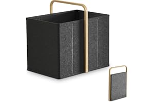 Vireon Faltbarer Wäschekorb mit Henkel 65L aus Bambus-Stoff (Schwarz) – Klappbarer Aufbewahrungskorb für Schlafzimmer & Badezimmer, Wäschewanne Laundry Storage Baskets