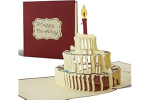 DIESE-KLAPPKARTEN Biglietto auguri 3d, invito per feste pop up con torta tridimensionale a comparsa, perfetto come buono regalo o portasoldi, carta auguri compleanno o anniversario con busta inclusa