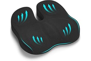 Juspota Coussin Coccyx, Coussin Chaise Bureau, Coussins Ergonomique Assise pour Voiture Gaming, Coussins de Siège pour Soulager la Pression et Les Douleurs des Hanches et de la Sciatique - Noir
