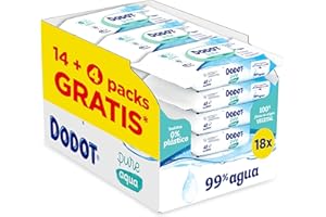 Dodot Toallitas Pure Aqua Para Bebé, 864 Toallitas (18 Packs de 48 Unidades), Ayuda A Restaurar El PH Natural De La Piel, 99% Agua, Sin plástico