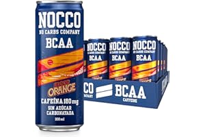 NOCCO BCAA Blood orange del sol 24 latas x 330ml Bebida energética funcional sin azúcar No Carbs Company Enriquecida con vitaminas Con cafeína Bebidas para deportistas