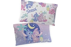 Novia - Coppia Federa - Lilo e Stitch - 100% Cotone, Disney, 50x80, Stampa Colorata, Facile da Lavare, Alta Qualità